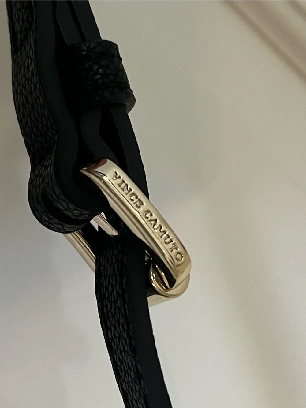 Vince Camuto Black Round Pebbled Leather Crossbody